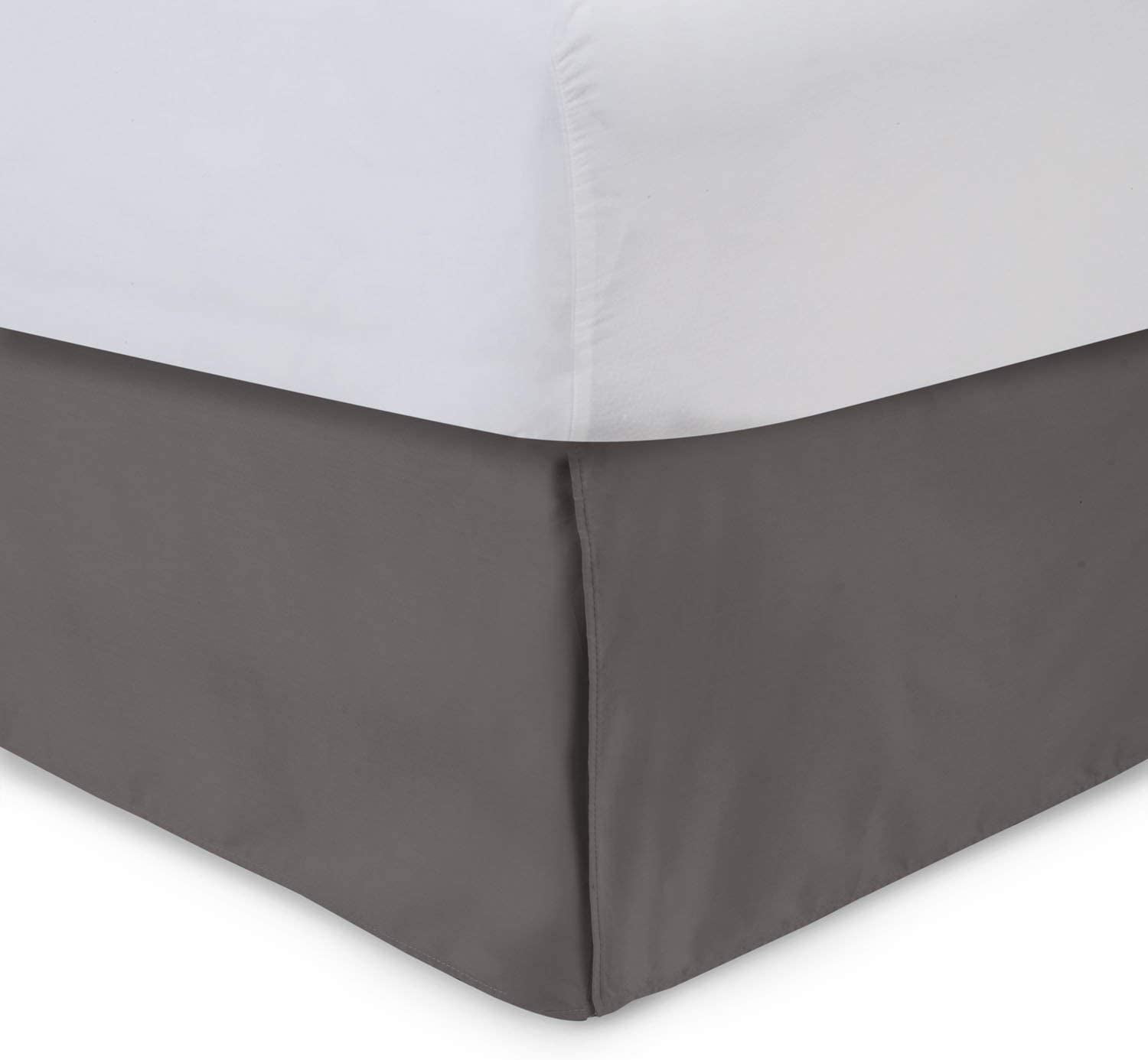 Tailored Bed Skirt 18 inch Drop, Dove, Twin Bedskirt with Split