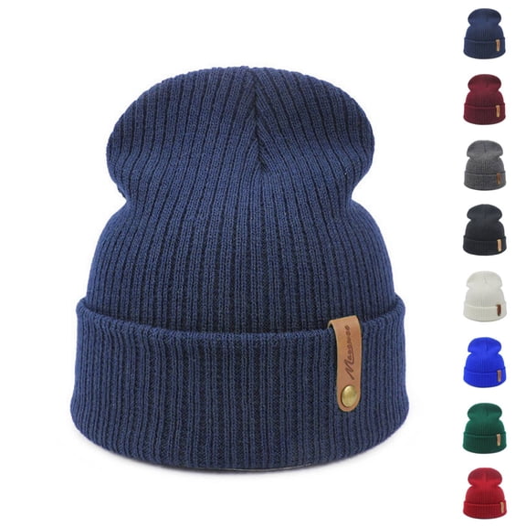 LSQii Beanie for Women Men Unisex Solid Color Cuffed Thick Warm Knit Skull Cap Soft Cozy Baggy Hat (Black) Autumn and Winter Fashion Accessories