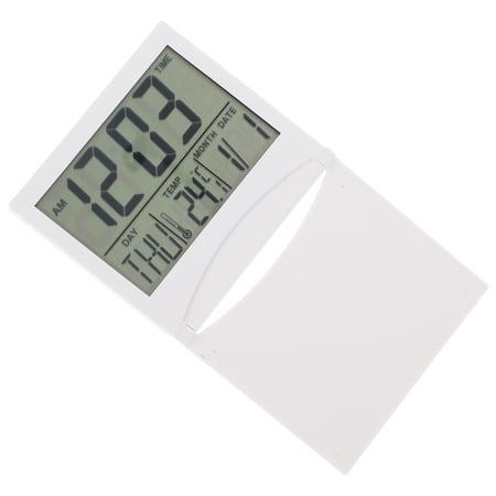 ELAYARD White Electronic Alarm Clock Digital Display Foldable for Bedroom and Office Use