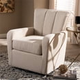 thumbnail image 4 of Baxton Studio Chaise Pivotante Tapissée en Tissu Beige Rayner, 4 of 8