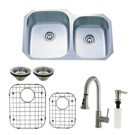 UPC 663370313530 product image for Gourmetier KZGKUD3221F Undermount Double Bowl Kitchen Sink and Faucet Combo with | upcitemdb.com