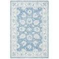 thumbnail image 2 of SAFAVIEH Micro-Loop Larry Floral Bordered Wool Area Rug, Blue/Ivory, 4' x 6', 2 of 10