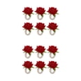 thumbnail image 1 of Anillos de Servilleta de Flores Artificiales Injueey 6 Piezas Rojo 2Conjunto, 1 of 6