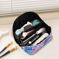 thumbnail image 2 of FORMRS Makeup Bag Travel Cosmetic Organizer for Women Fold Flat Zipper Pouch with Handle, Watercolor Blue Marble Pattern, 2 of 8