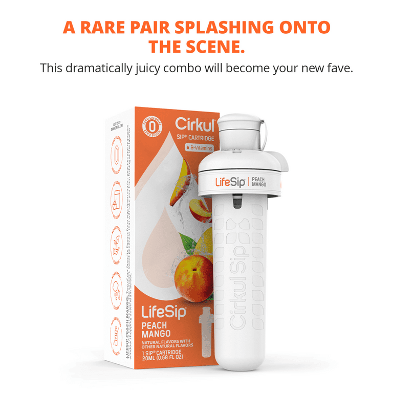 (2 pack) Cirkul LifeSip Peach Mango Flavor Cartridge, Drink Mix, 1-Pack