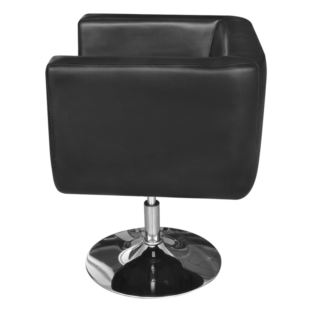 Kepooman Modern Faux Leather Armchair with Chrome Base for Bedroom Living Room, Black