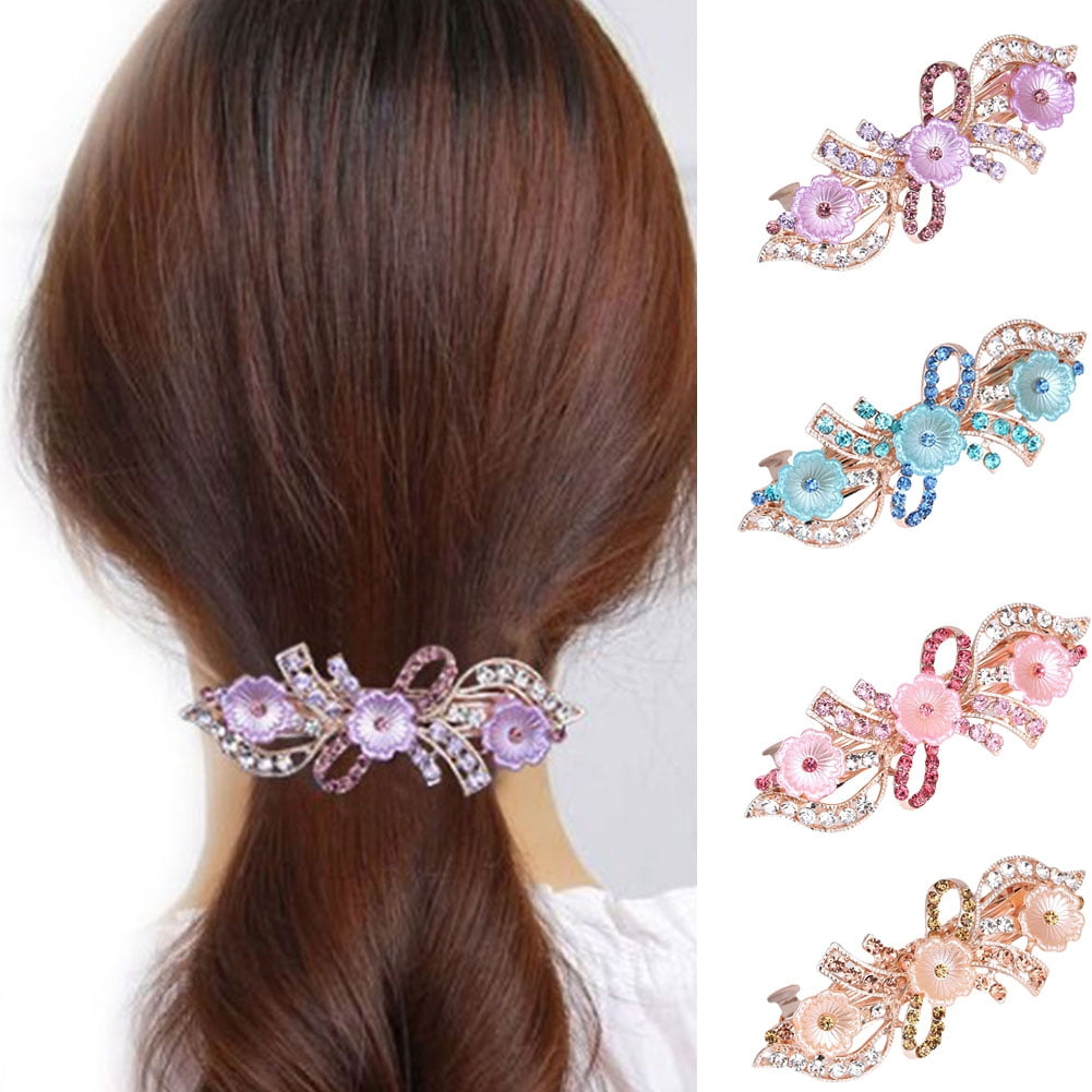 Shenmeida Non-slip Rhinestone Hair Accessories Hair Clips, Flower Decor 