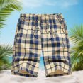 thumbnail image 5 of Fmbrln Mens Shorts Drawstring Waisted Plaid Printed Summer Beach Shorts Fashion Casual Trunks, 5 of 6
