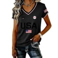 thumbnail image 3 of CUKOLSXA Fashion Clothing, Flag Shirts for Women, Women's Short Sleeve Tops, Women's Casual Fashion V-Neck Sports Independence Day Print Short Sleeve Sports T-Shirt Top, Black, M, 3 of 4