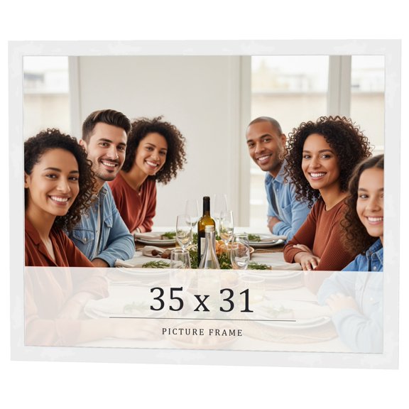 35x31 Frame White Real Wood Picture Frame Width 0.75 inches | Interior Frame Depth 0.5 inches |