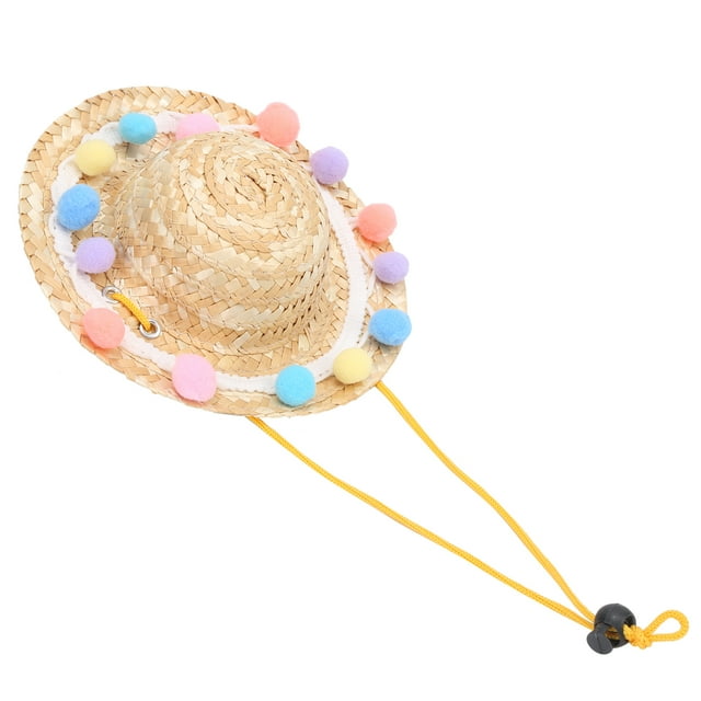 Pet Pig Outdoor Straw Hat Decoration Summer Sun Protection Cap for Small AnimalsLace M