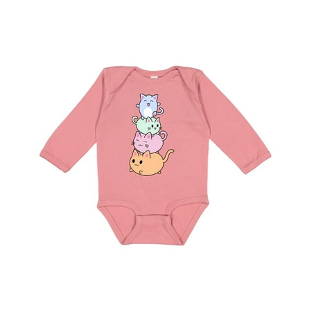 

Inktastic kawaii kitten stack Gift Baby Boy or Baby Girl Long Sleeve Bodysuit