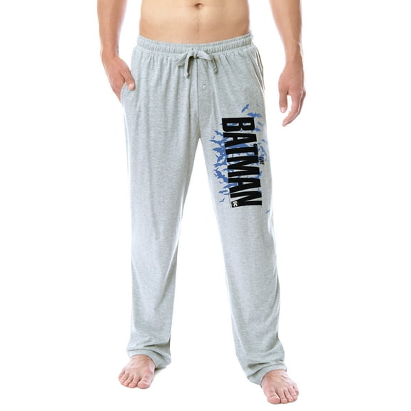 DC Mens' The Batman Movie Gotham Bat Background Logo Sleep Pajama Pants