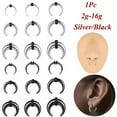 thumbnail image 2 of QQTDFG 1 Pc Surgical Steel Septum Rings Buffalo Septum Pincher Tapers Nose Ear Piercing-1.2*8mm-Black, 2 of 9