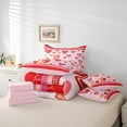 thumbnail image 5 of Feelyou Red Love Heart Bedding Comforter Set 7pcs, Cartoon Watercolor Art Queen Bedding Sets, Romantic Valentines Day Reversible Queen Sheet Sets, Luxury Bedroom Decor, 5 of 7
