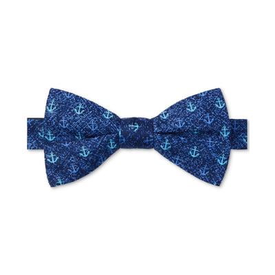 Tommy Hilfiger Men's Anchor Print Bow Tie Blue Necktie