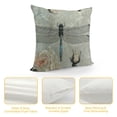 thumbnail image 4 of PRATYUS  Dragonfly Throw Pillow Cushion Cover, Hand Drawn Royal Style Rose Petals Leaves and Ornate Design, Decorative Square Accent Pillow Case, Black Light Blue 18x18in, 4 of 5