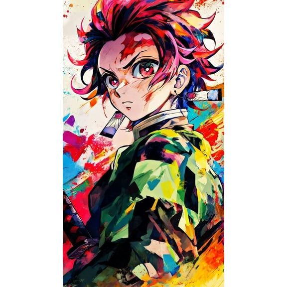 Kamado Tanjirou Diamond Art Painting Kits - Full Drill Diamond Dots Paintings for Beginners, Round 5D Paint with Diamonds Pictures Gem DIY Adult Crafts 12x16inch
