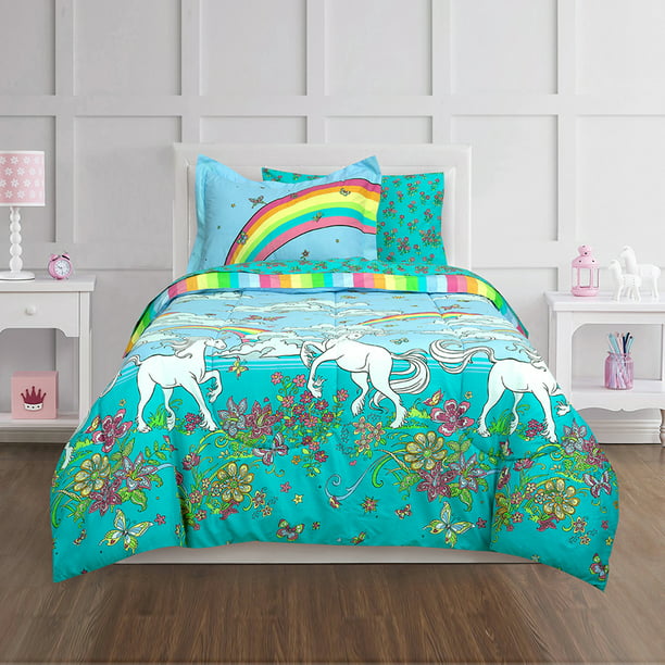 Rainbow Unicorn Bed In A Bag Set, Twin Size Unicorn Bedspread