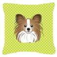 thumbnail image 2 of Carolines Treasures BB1186PW1818 Checkerboard Blue Papillon Fabric Decorative Pillow- 18 x 18 In., 2 of 3