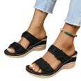 thumbnail image 3 of Willtoo Womens Dressy Summer Flat Sandals Arch Support Fashion Orthotic Comfy Slip On Vintage Flower Platform Strapless Wedge Black US-7（EU-38）, 3 of 4