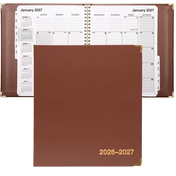 2026-2027 Excello Brands 7" x 9" Academic Year Executive Monthly Planner, Monthly, 12 Month, Brown