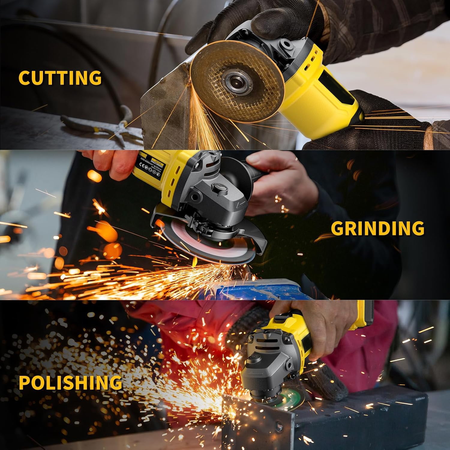 Professional Cordless Angle Grinder (Tool Only) - Fits DEWALT 20V Battery, 4-1/2" Brushless Power Angle Grinder with 6 Variable Speeds for Cutting, Grinding, Polishing