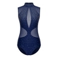 thumbnail image 3 of YONGHS Women's Rhinestones Figure Skating Gymnastic Ballet Dance Leotard Tops Dancewear Navy Blue M, 3 of 7