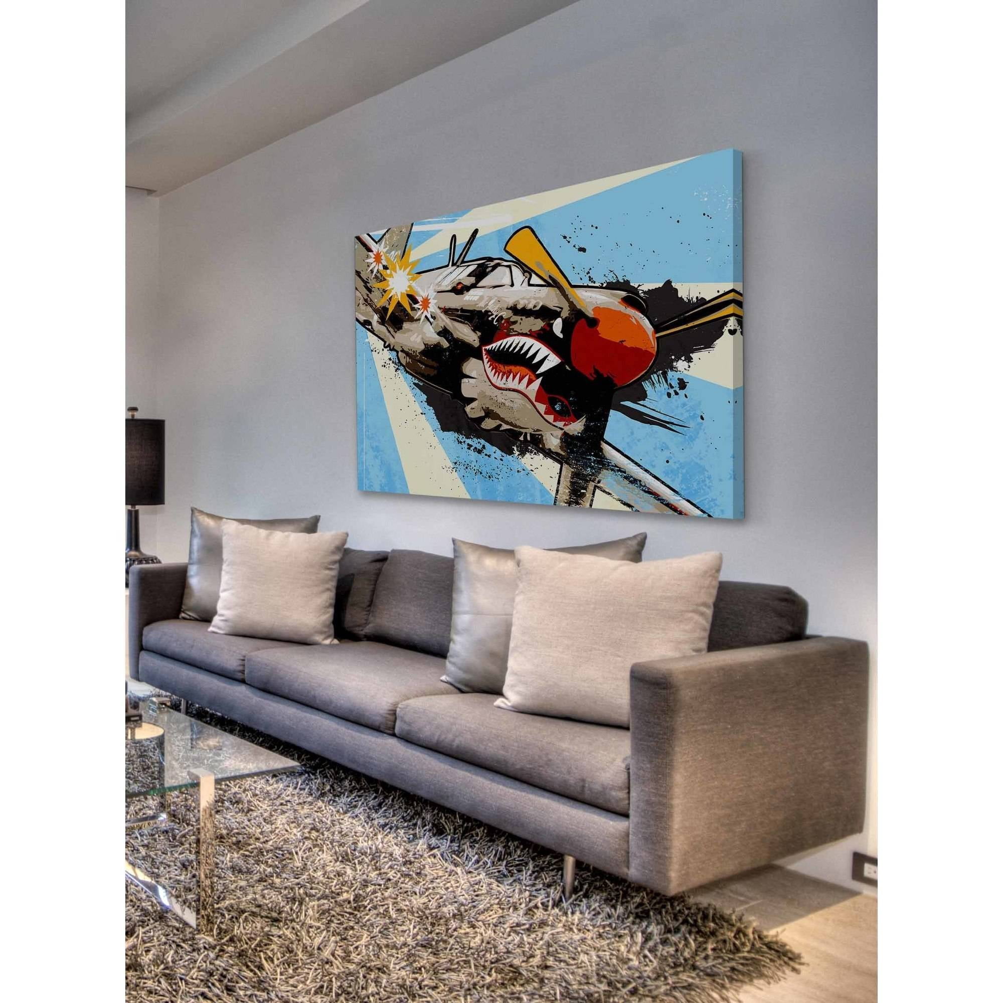 "P40 Warhawk" Painting Print on Wrapped Canvas