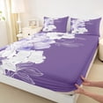 thumbnail image 3 of Manfei Retro Flower Twin Sheet Sets,Modern Aesthetic Art Twin Fitted Sheet,Purple White Ombre Flat Sheet For Men Women,Luxury Bedroom Decor,3pcs, 3 of 7