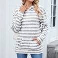 thumbnail image 6 of Ashirexll Womens Long Sleeve Tops, Winter Tops for Women, Ladies' Casual Warm Striped Hooded Sweatshirts with Pockets Long Sleeve Shirts, 6 of 7