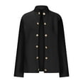 thumbnail image 5 of TKLPEHG Women Cardigan Casual Lightweight Cropped Coat Stand Collar Long Sleeve Metal Button Front Spring Jackets (Black,XL), 5 of 7