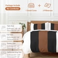 thumbnail image 6 of 3 Piece Brown Black White Duvet Cover Set Twin Size, Microfiber Comforter/Quilt Cover with Corner Ties and 2 Pillowcases, Contemporary Boho Modern Art All Season Soft Bedding with Zipper Closure, 6 of 8