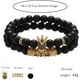 thumbnail image 2 of 2PCs Hombres Pulseras de cuentas de León Cabeza Corona Rey Pulseras para Hombres Mujeres Elastis Negro Onyx Cuentas Protección Pulsera para Hombres Mujeres, 2 of 5