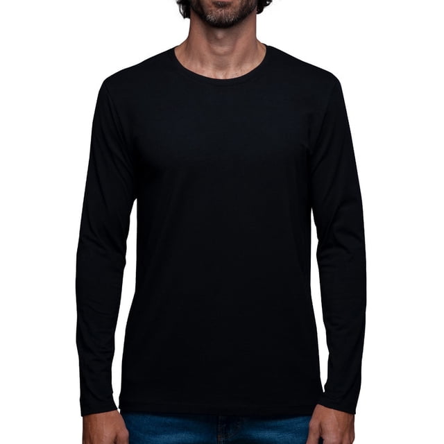 Playera Manga Larga Para Hombre De Algodón Pima y Tela Spandex Unbranded Co Long Sleeve Crew Neck Black L