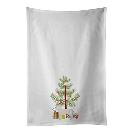 

White Bullboxer Christmas Tree White Kitchen Towel Set of 2 19 in x 28 in