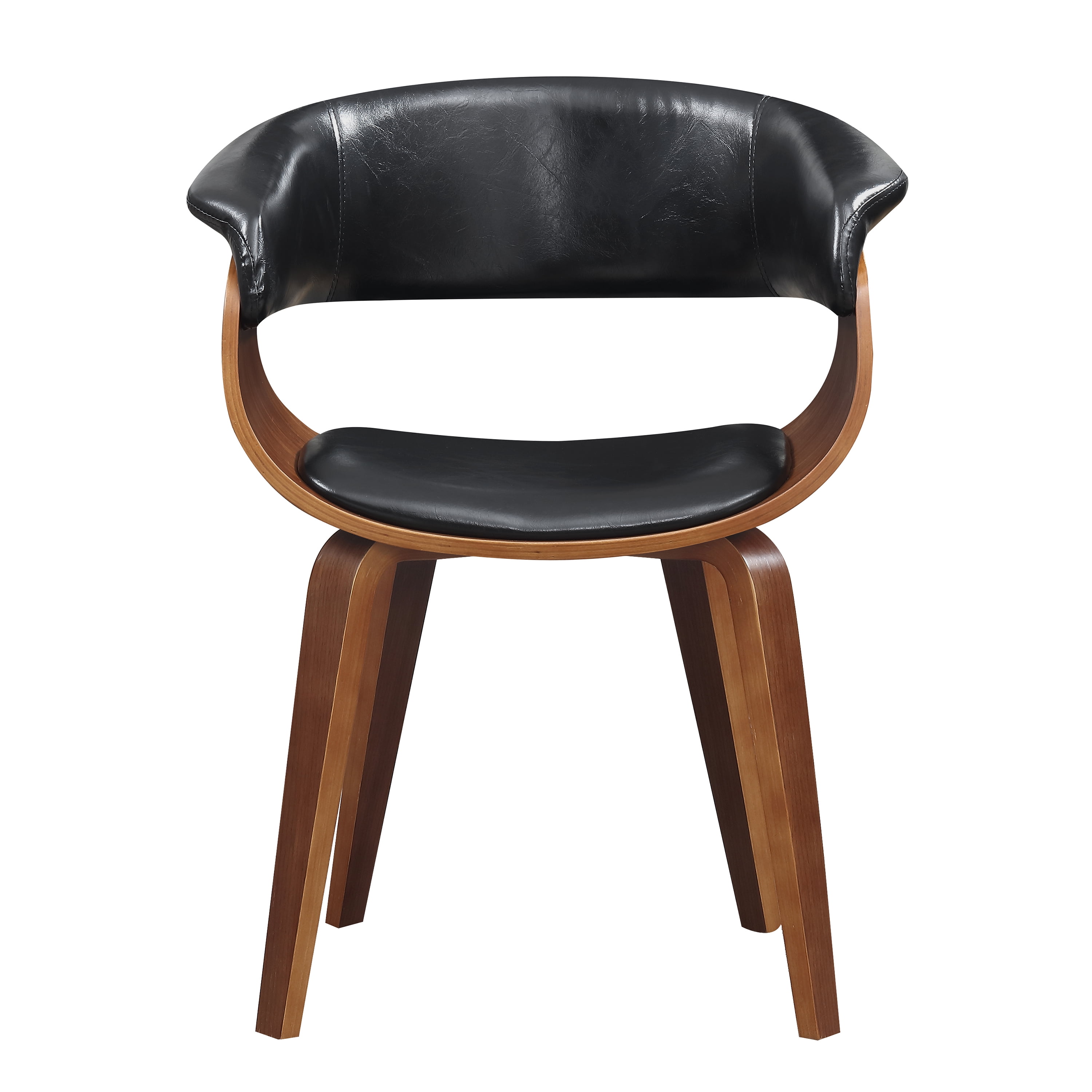 Wood and Black Faux Leather Mid-Century 18-Inch Seat Height Dining Chair