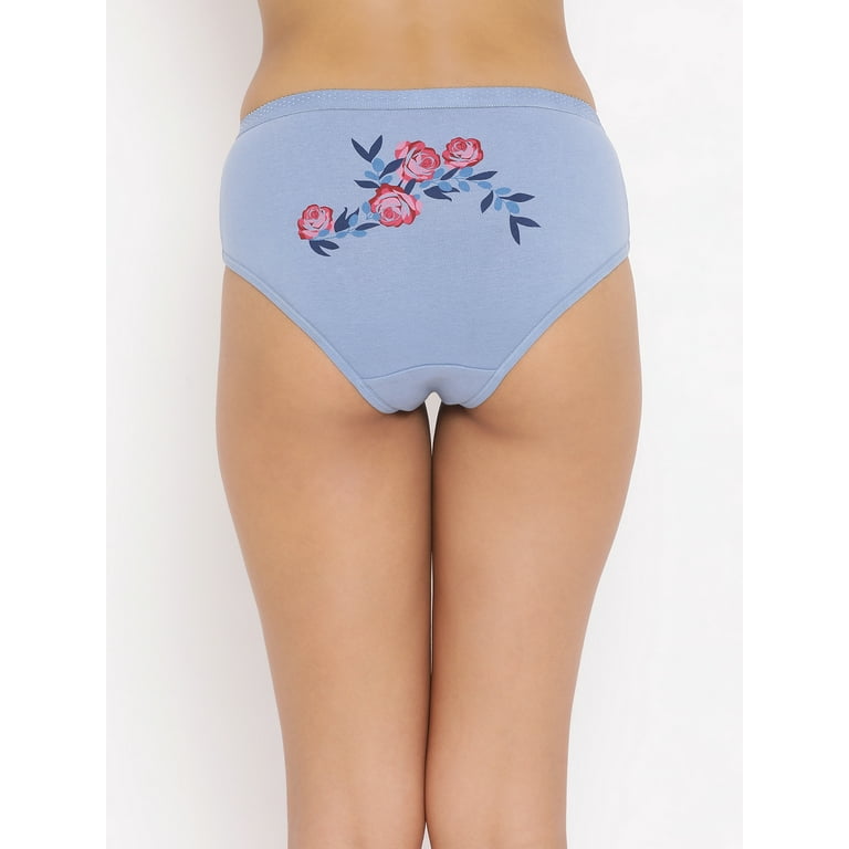 Clovia Mid Waist Hipster Panty with Printed Back in Red - Cotton 