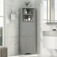 thumbnail image 2 of 61.02" Tall Bathroom Corner Cabinet, Freestanding Floor Bathroom Storage Cabinet with Doors and Adjustable Shelves for Home Kitchen, Living Room, Bedroom, and Bathroom, Gray, 2 of 7