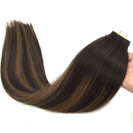 Googoo Balayage Human Hair Extensions Tape In Ombre Dark Brown To