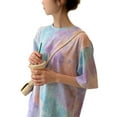 thumbnail image 6 of Women Summer Half Sleeve Top Tie-dye Pattern Loose Round Neck T-shirt Casual Lady Girls Tee Shirts Plus Size, 6 of 9