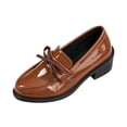 thumbnail image 3 of Domuza Women’s Patent Leather Bow Loafers, Classic Round Toe Low Block Heel Slip On Dress Shoes for Office Work School Daily Wear 8.5（EU-41） 41, 3 of 5