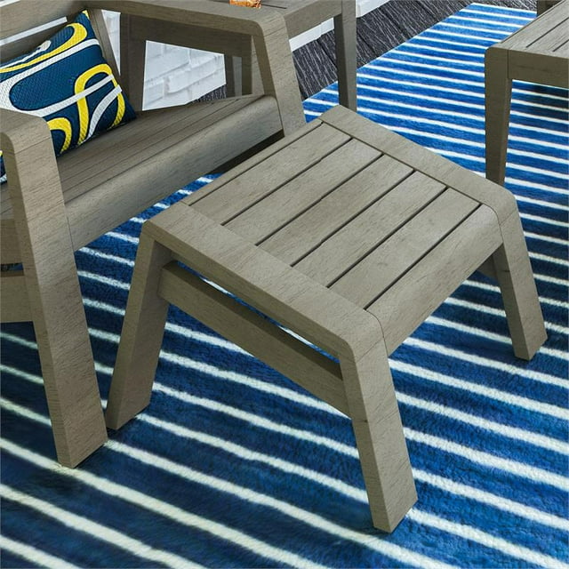 Homestyles Soutenir Pouf Extérieur en Bois en Gris
