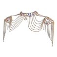 thumbnail image 4 of Wisewang Shoulder Body Chain Fashionable Shoulder Chain for Prom Wedding Summer Beach Gold Colorful Gold Colorful Neck Width 3cm, 4 of 6