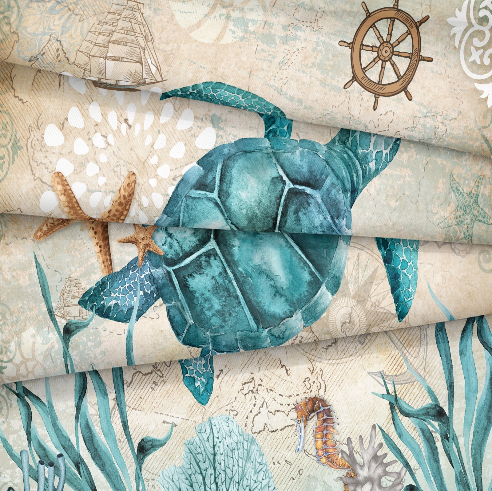 Turtle Comforter Set Ocean Themed Comforter Teal Blue Turtle Pattern Beach Comforter Soft Microfiber Bedding Sets Queen Size 4 Pieces Bedding