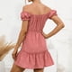 thumbnail image 4 of Vestido de retazos con volantes de manga corta con un hombro sexy casual para mujer Fridja  hjk6643, 4 of 4