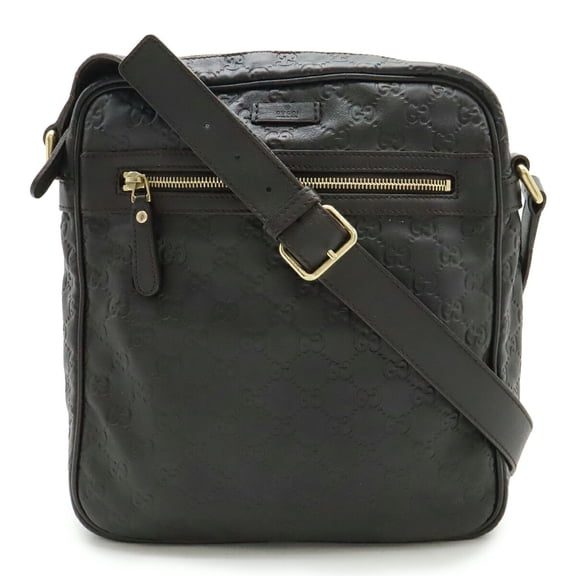 Pre-Owned GUCCI Guccissima Shoulder Bag Leather Dark Brown 201448