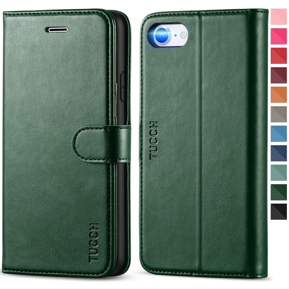 TUCCH Premium iPhone SE 2020 iPhone 8 Wallet Case, iPhone 7 Leather Case Credit Card Holder Magnetic Kickstand TPU