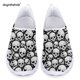 thumbnail image 1 of Doginthehole - Zapatillas deportivas de diseño con calaveras blancas para mujer, calzado informal sin cordones de malla para exteriores, mocasines cómodos para mujer, 1 of 5