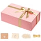 thumbnail image 1 of Caja de regalo de cartón elegante rosa con cinta dorada de 20 x 18 x 9 cm, 1 of 1